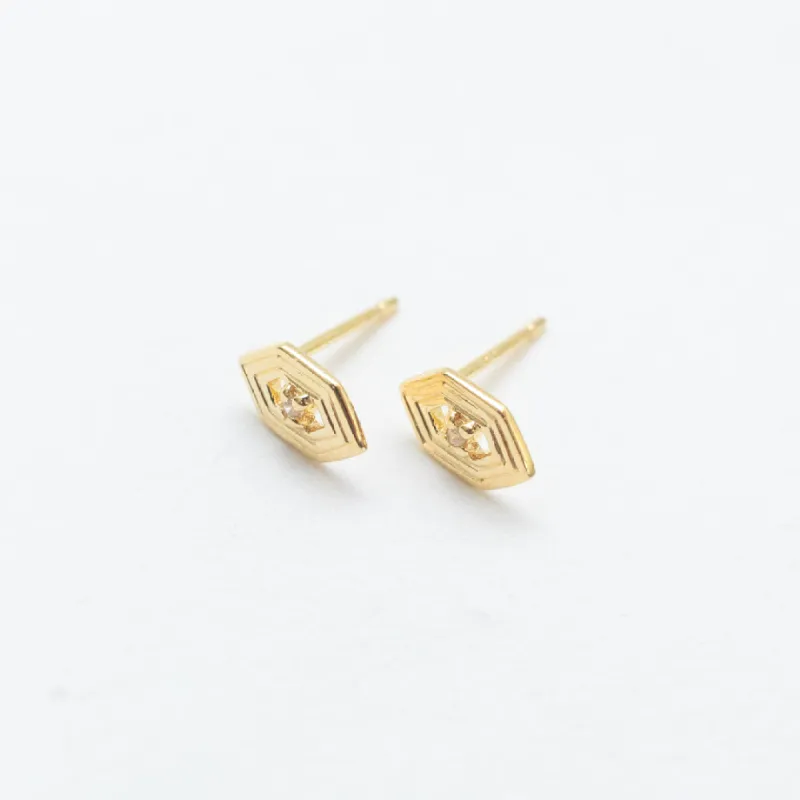 Gold Vermeil Hexagon Shaped Studs sold by Silver Lotus