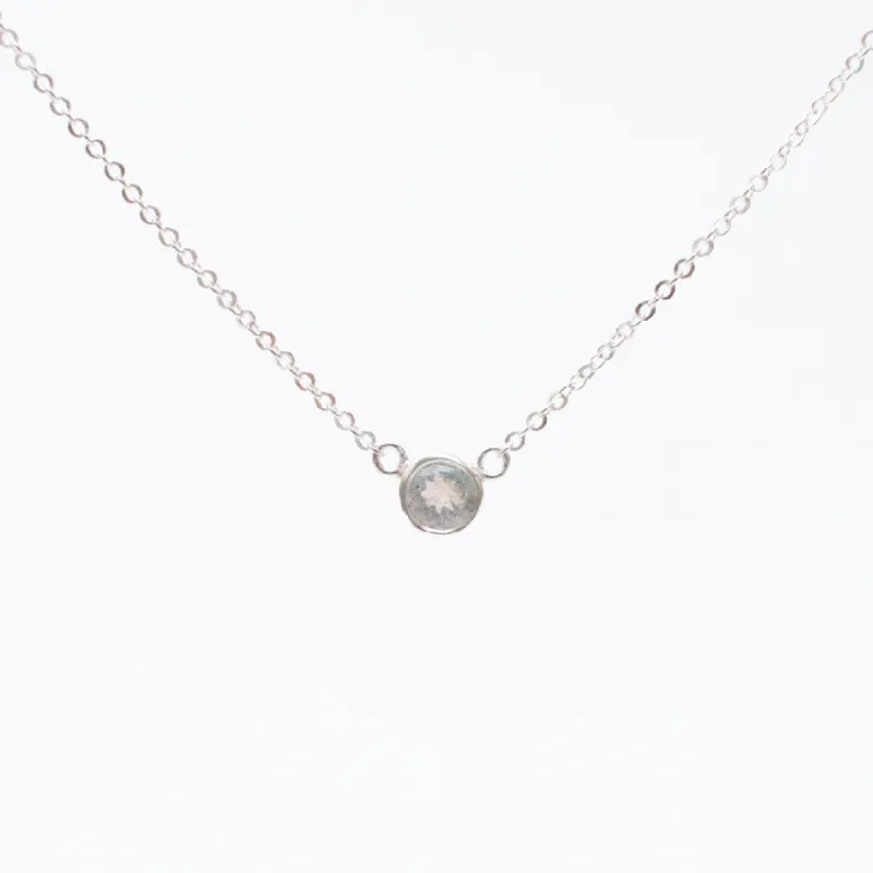 Silver Labradorite Comini Circle Stone Necklace sold by Silver Lotus