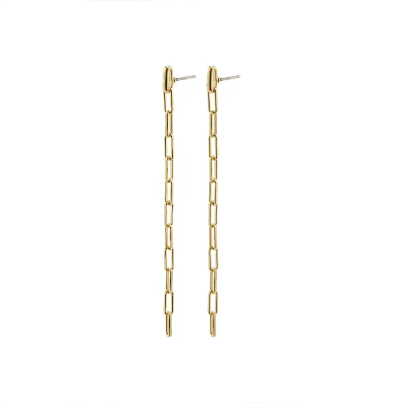 Thilde Long Chain Gold Plated Earrings made by Pilgrim