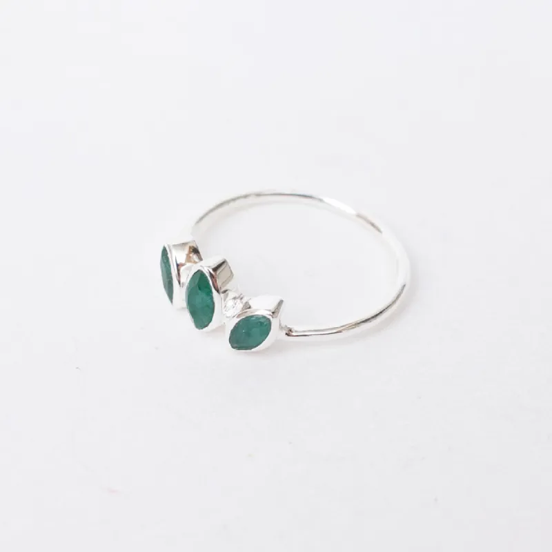 Silver Triple Stone Ring sold by Silver Lotus