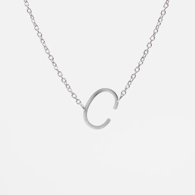 Asymmetrical Silver Initial Necklace sold by Silver Lotus