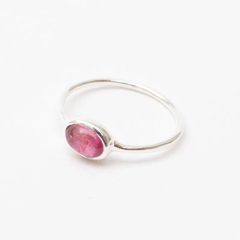 Silver Pink Tourmaline Oval Ring sold by Silver Lotus