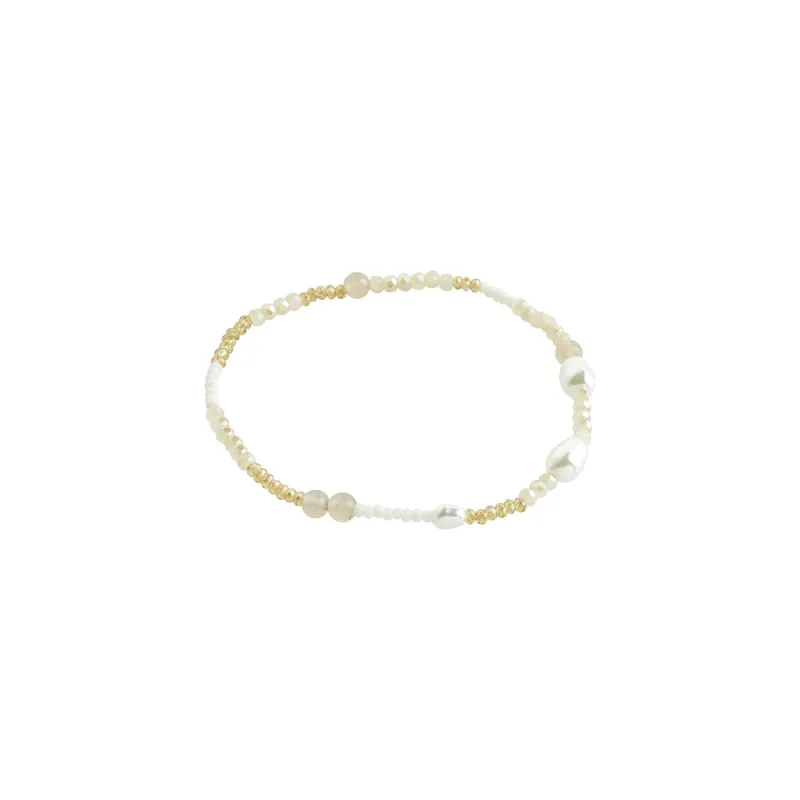 Indiana Gold Plated White Beaded Bracelet sold by Silver Lotus