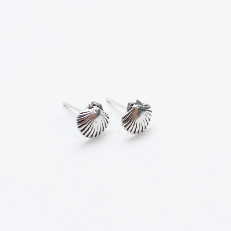 Silver Little Shell Studs sold by Silver Lotus
