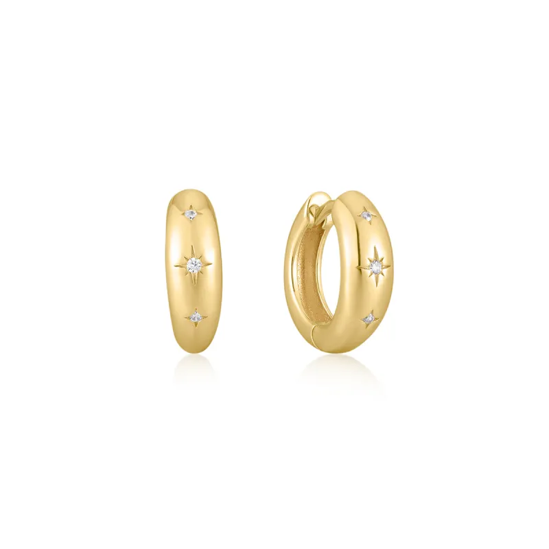 Gold Plated Chunky CZ Galaxy Huggies sold by Silver Lotus