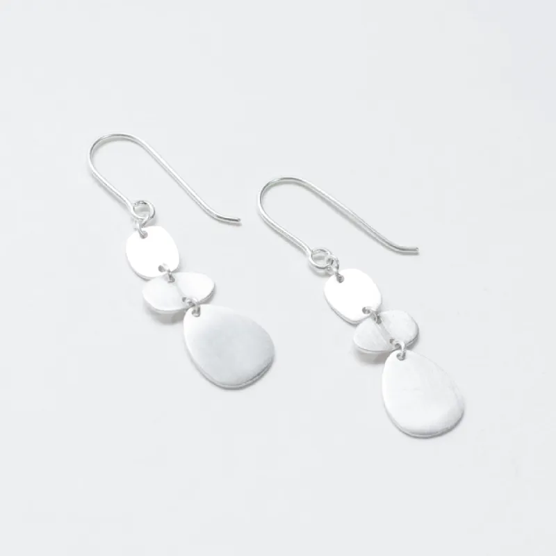 Brushed Silver Three Organic Shapes Earrings sold by Silver Lotus