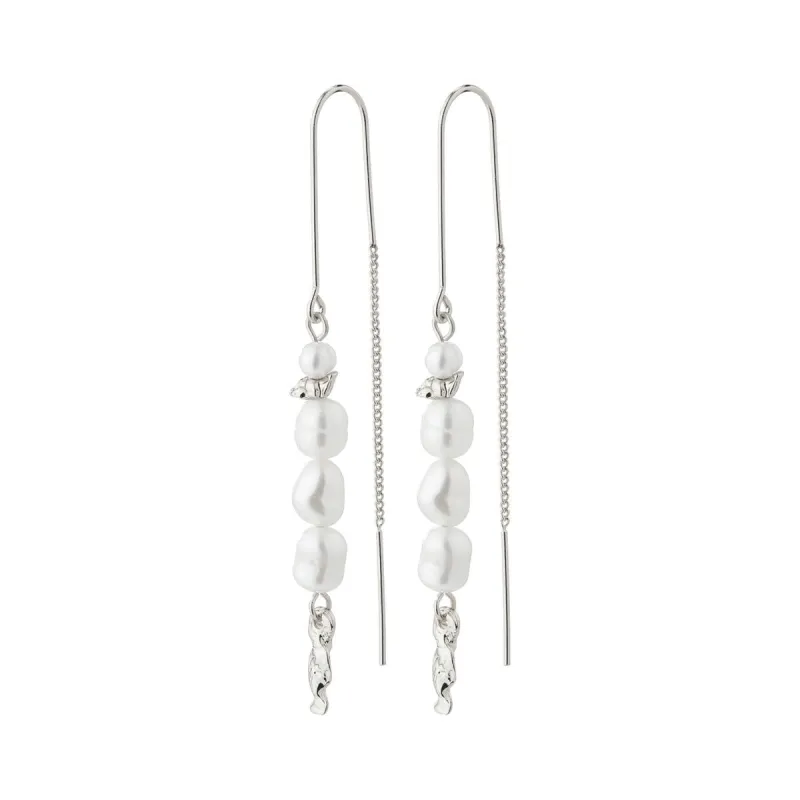 Berthe Silver Plated Pull Through Pearl Earrings sold by Silver Lotus
