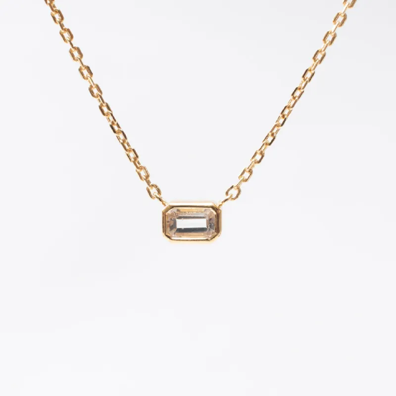 Gold Vermeil & White Topaz Octagon Shaped Necklace sold by Silver Lotus