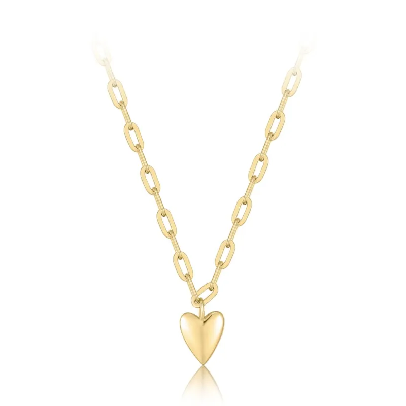 Micro Heart Charm Paperclip Necklace sold by Silver Lotus
