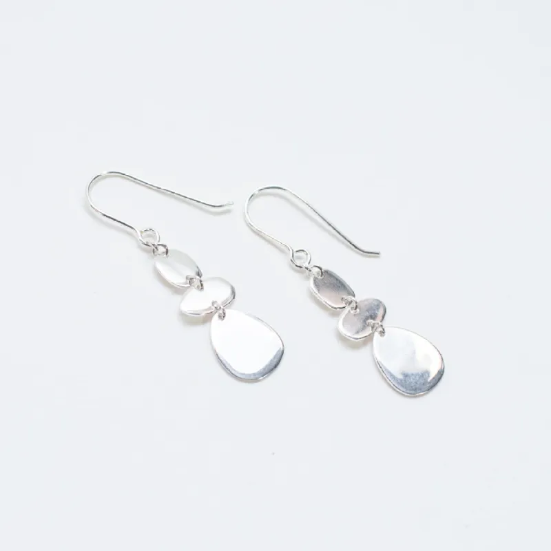 Silver Three Organic Shapes Earrings sold by Silver Lotus