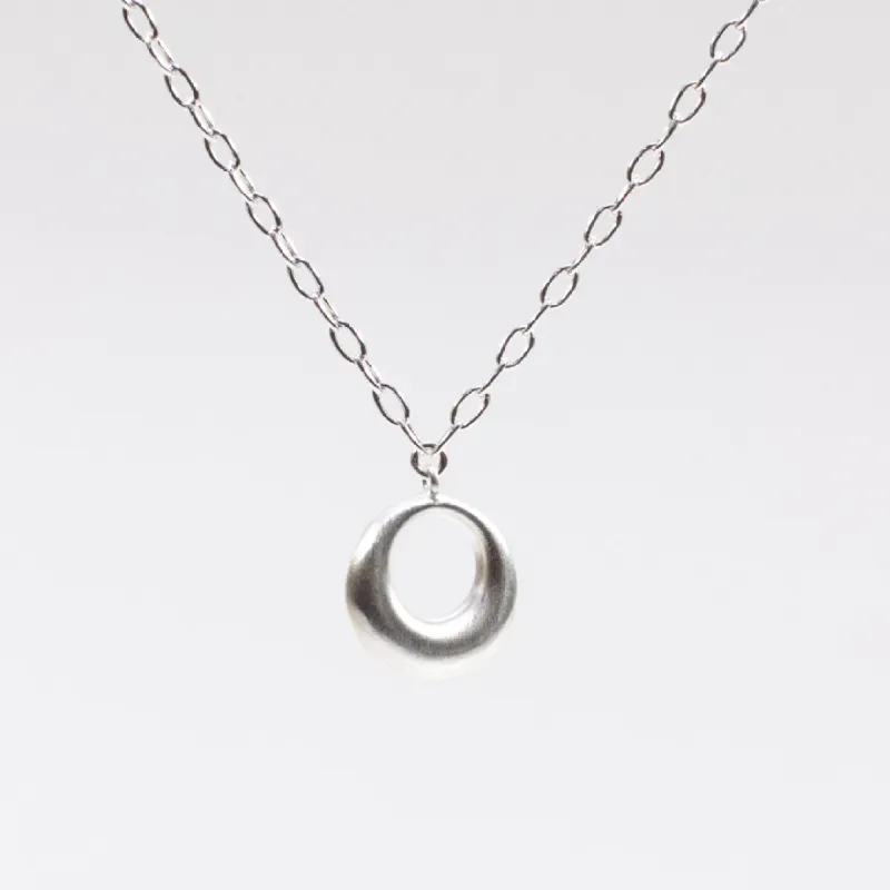 Brushed Silver Puffy Hoop Necklace sold by Silver Lotus