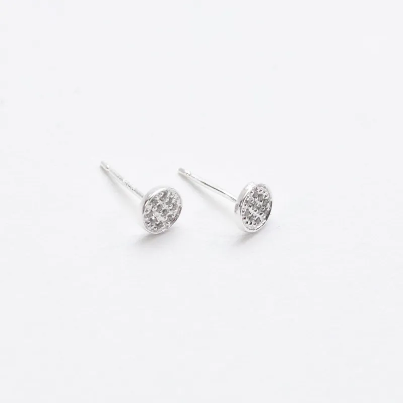Silver Pave Circle Studs sold by Silver Lotus