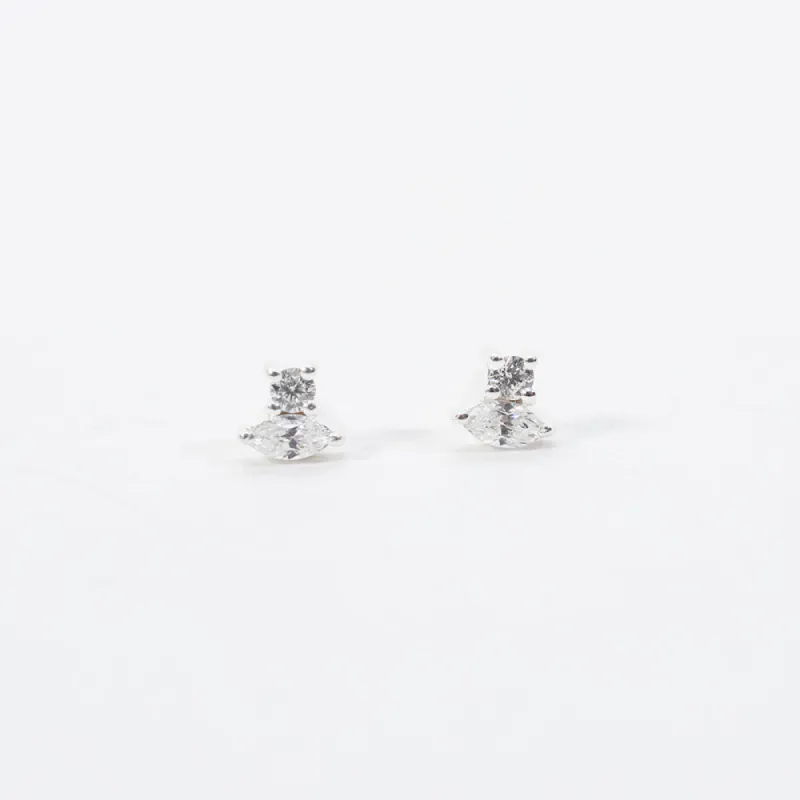 Silver Double Cubic Zirconia Studs sold by Silver Lotus