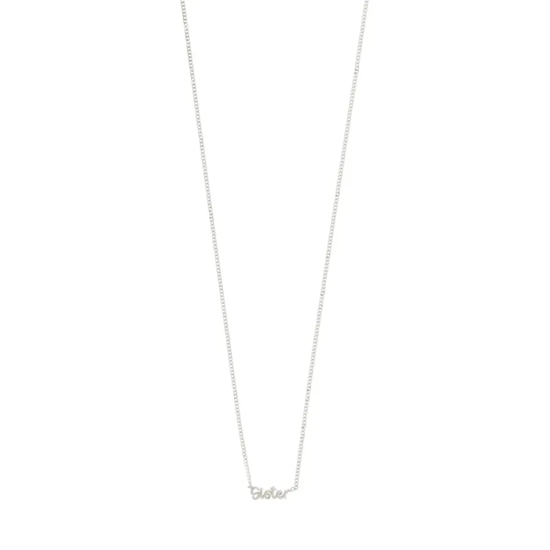Sister Script Silver Plated Necklace sold by Silver Lotus