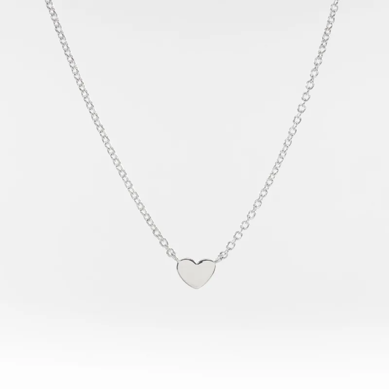 Silver Flat Small Heart Necklace sold by Silver Lotus