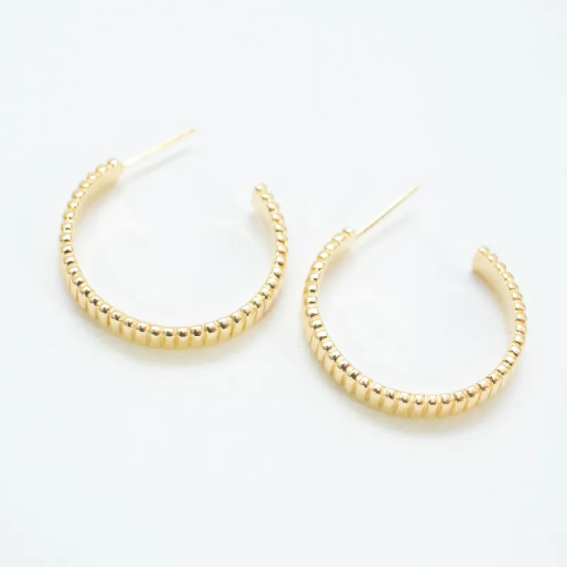 Gold Vermeil Horizontal Ribbed Hoops sold by Silver Lotus