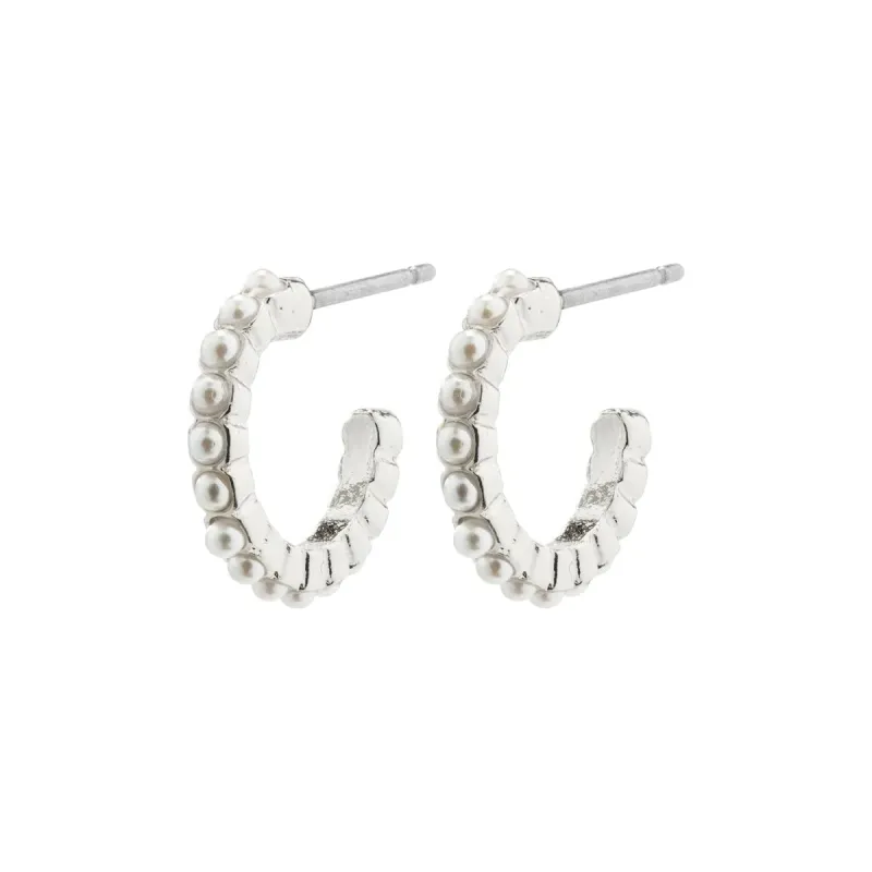 Ekta Silver Plated Pearl Hoops sold by Silver Lotus