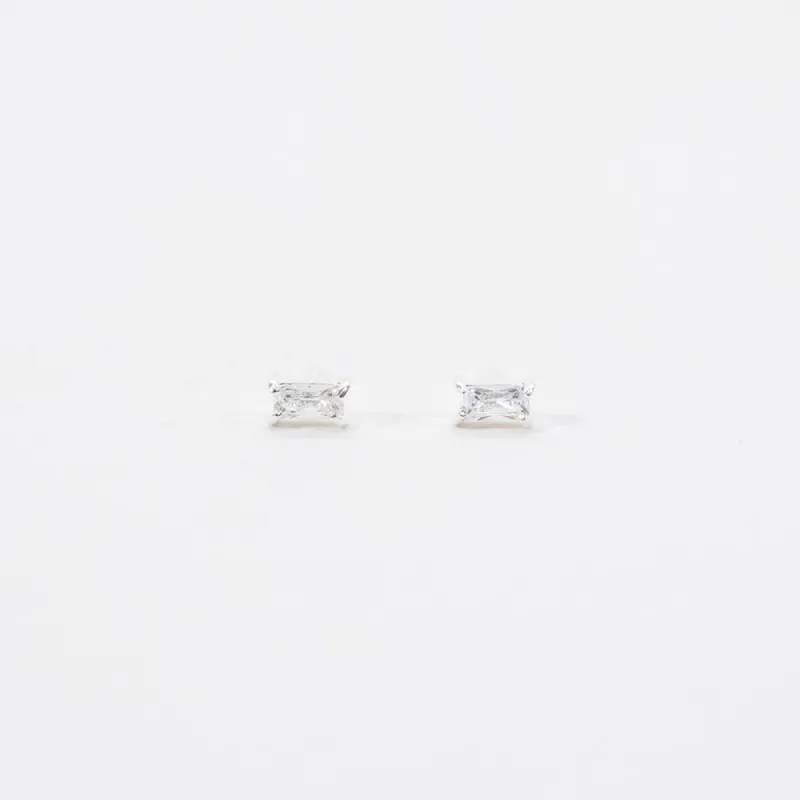 Tiny Silver CZ Baguette Studs sold by Silver Lotus