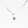 Silver Round Claw Set Pink Sapphire Necklace sold by Silver Lotus