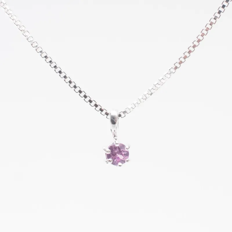 Silver Round Claw Set Pink Sapphire Necklace sold by Silver Lotus
