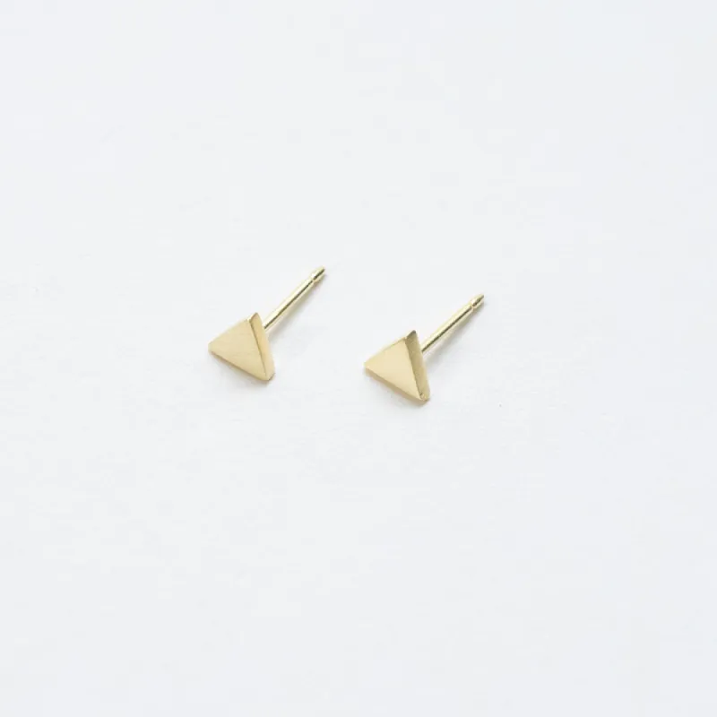 Brushed Gold Vermeil Triangle Studs sold by Silver Lotus