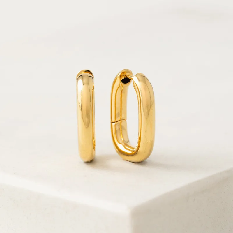 Gold Plated Midi Paperclip Puff Hoop Earrings sold by Silver Lotus