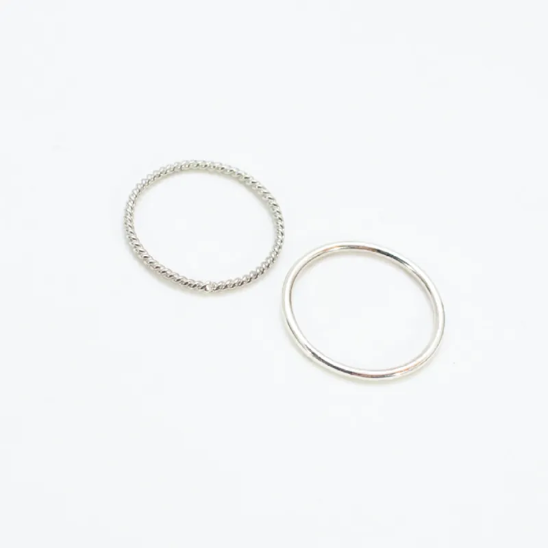 Silver Rope + Plain Ring Set sold by Silver Lotus