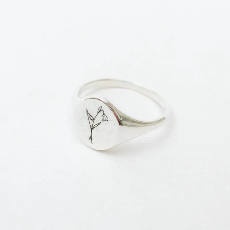 January Birth Flower Signet Ring sold by Silver Lotus