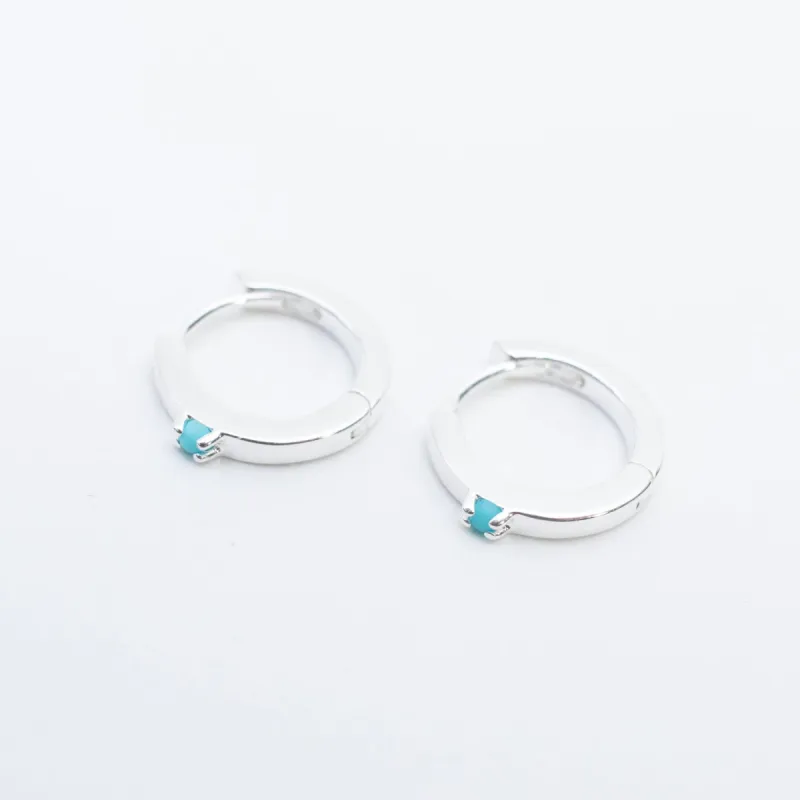 Silver Turquoise Huggies sold by Silver Lotus