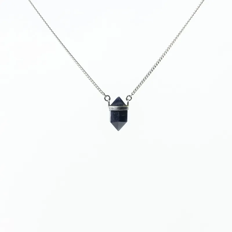Large Silver Wrap Blue Sapphire Necklace sold by Silver Lotus