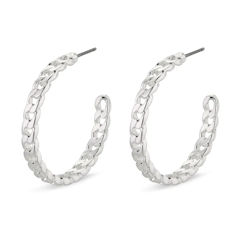 Yggdrasil Silver Plated Large Chain Hoops sold by Silver Lotus