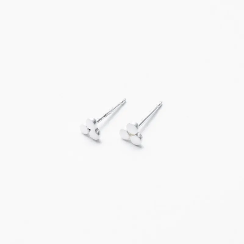 Three Disc Brushed Silver Teeny Studs sold by Silver Lotus