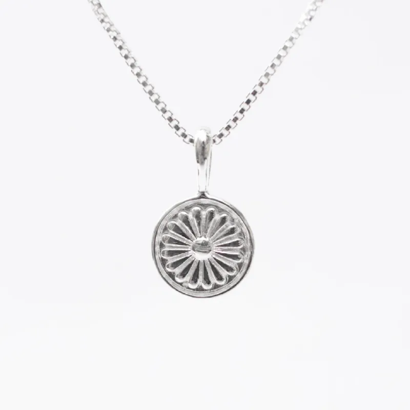 Silver India Temple Flower Disc Necklace sold by Silver Lotus