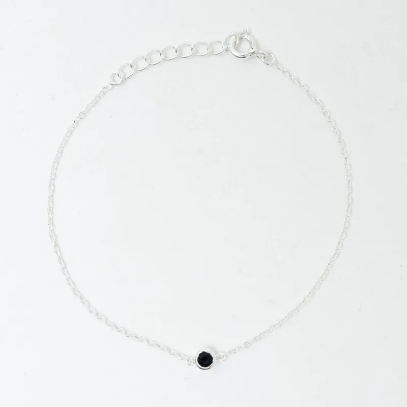 Silver Onyx Solitaire Bracelet sold by Silver Lotus