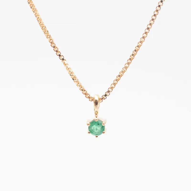 Gold Vermeil Round Claw Set Emerald Necklace sold by Silver Lotus