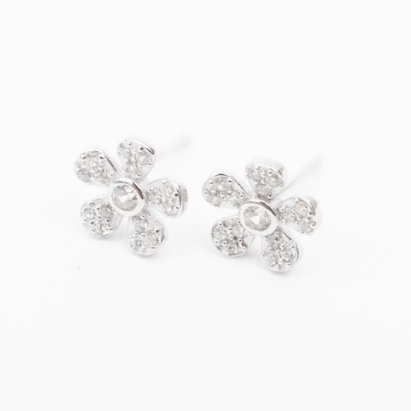 Silver Cubic Daisy Studs sold by Silver Lotus