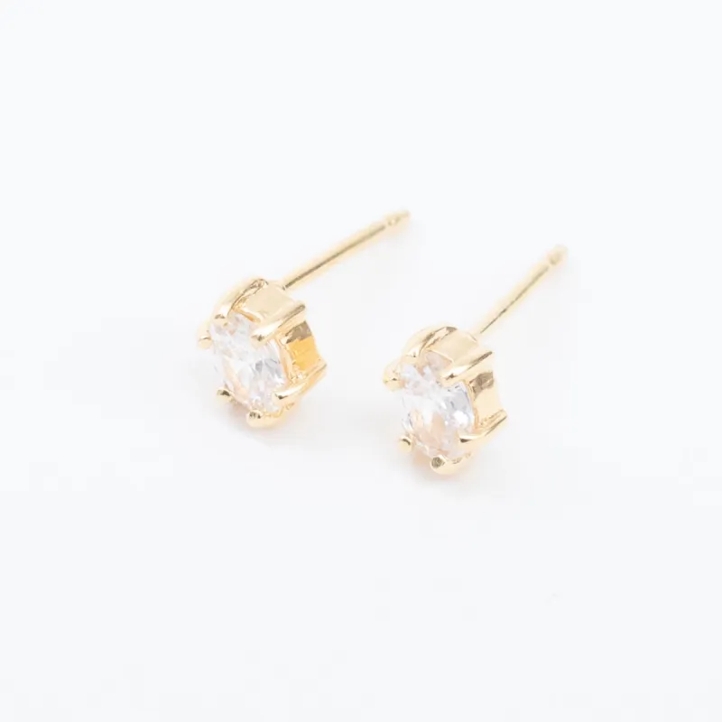 Gold Vermeil Oval Cubic Zirconia Claw Shaped Studs sold by Silver Lotus