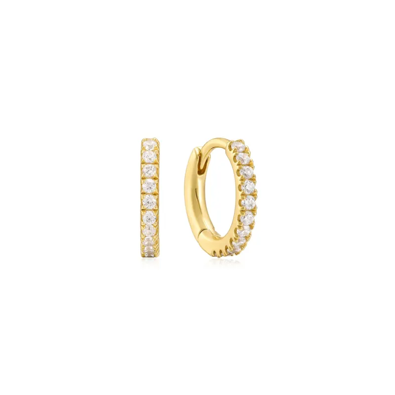 Gold Plated Micro CZ Huggie Hoops sold by Silver Lotus