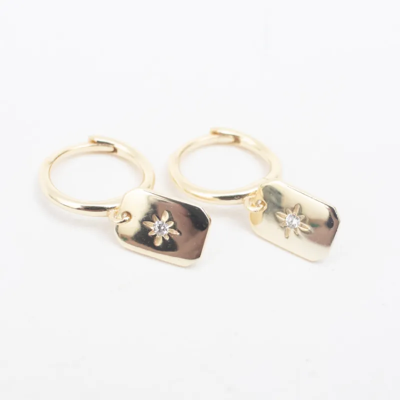 Gold Vermeil Dangling North Star Huggies sold by Silver Lotus
