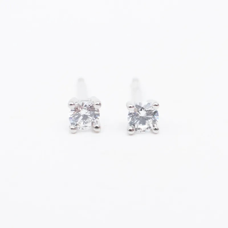Silver Round Faceted Claw Set Crystal Studs sold by Silver Lotus