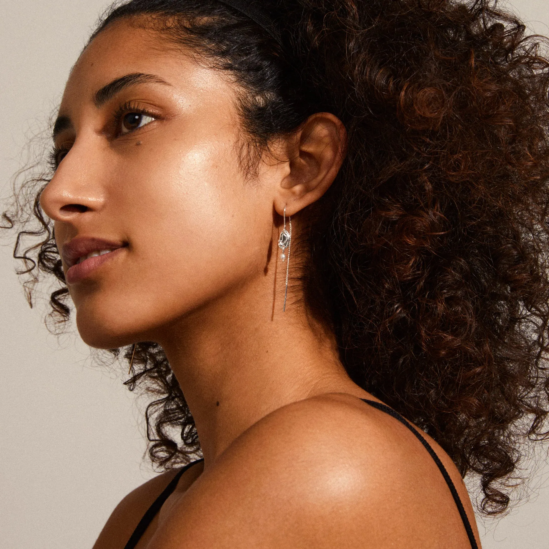 Emilie Silver Plated Pull Through Earrings sold by Silver Lotus product image thumbnail 2