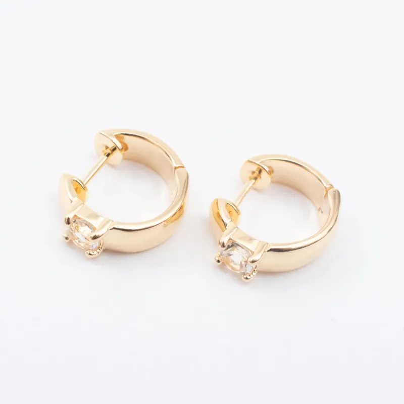 Gold Vermeil Claw Set White Topaz Hoops sold by Silver Lotus