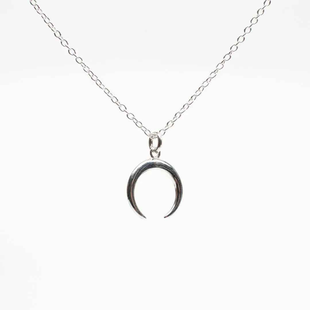 Small Silver Crescent Moon Necklace sold by Silver Lotus