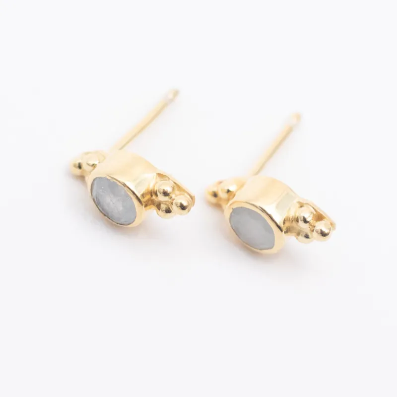 Gold Vermeil & Aquamarine Jawan Studs sold by Silver Lotus