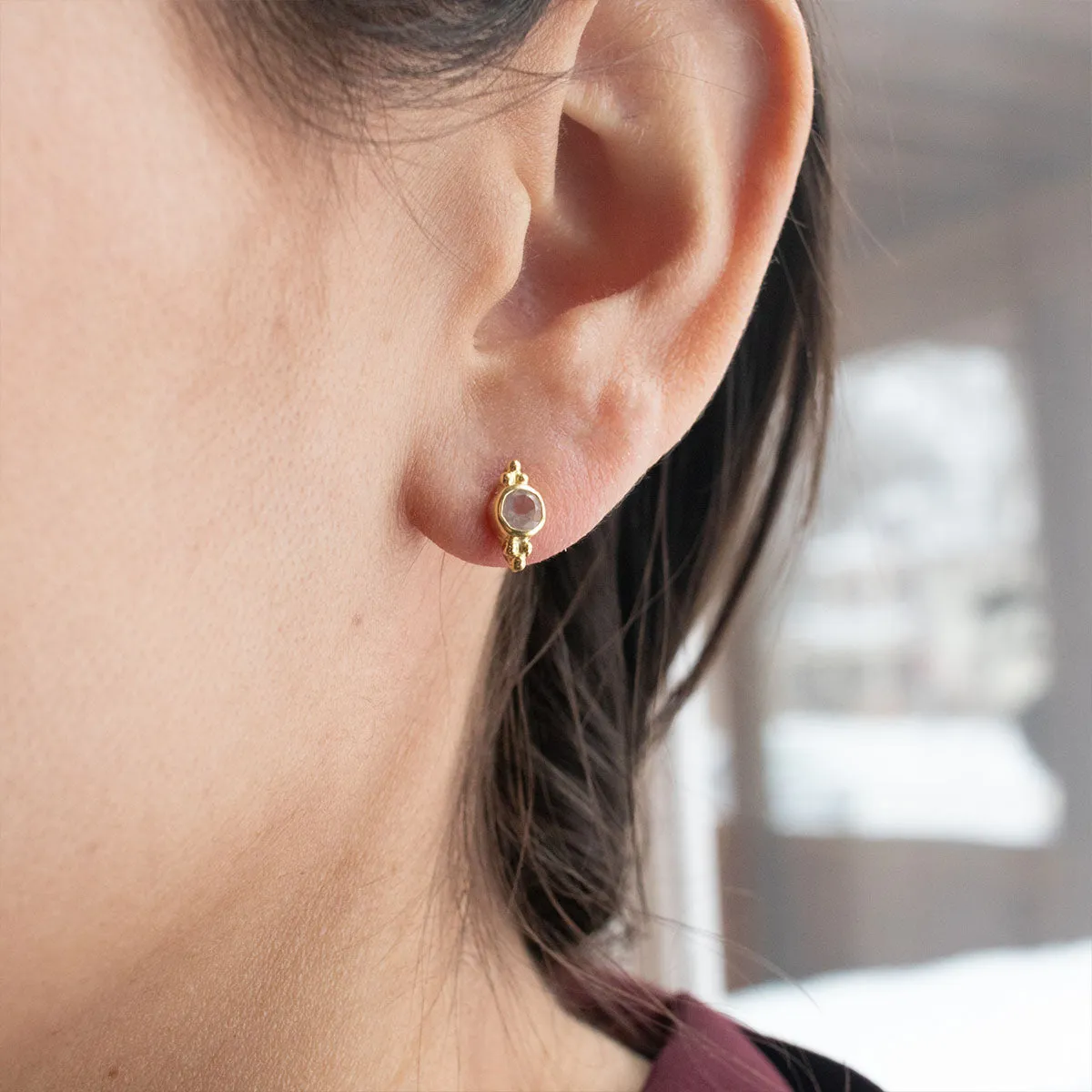 Gold Vermeil & Aquamarine Jawan Studs sold by Silver Lotus product image thumbnail 2