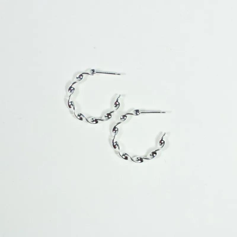 Twirled Small Silver Hoops sold by Silver Lotus
