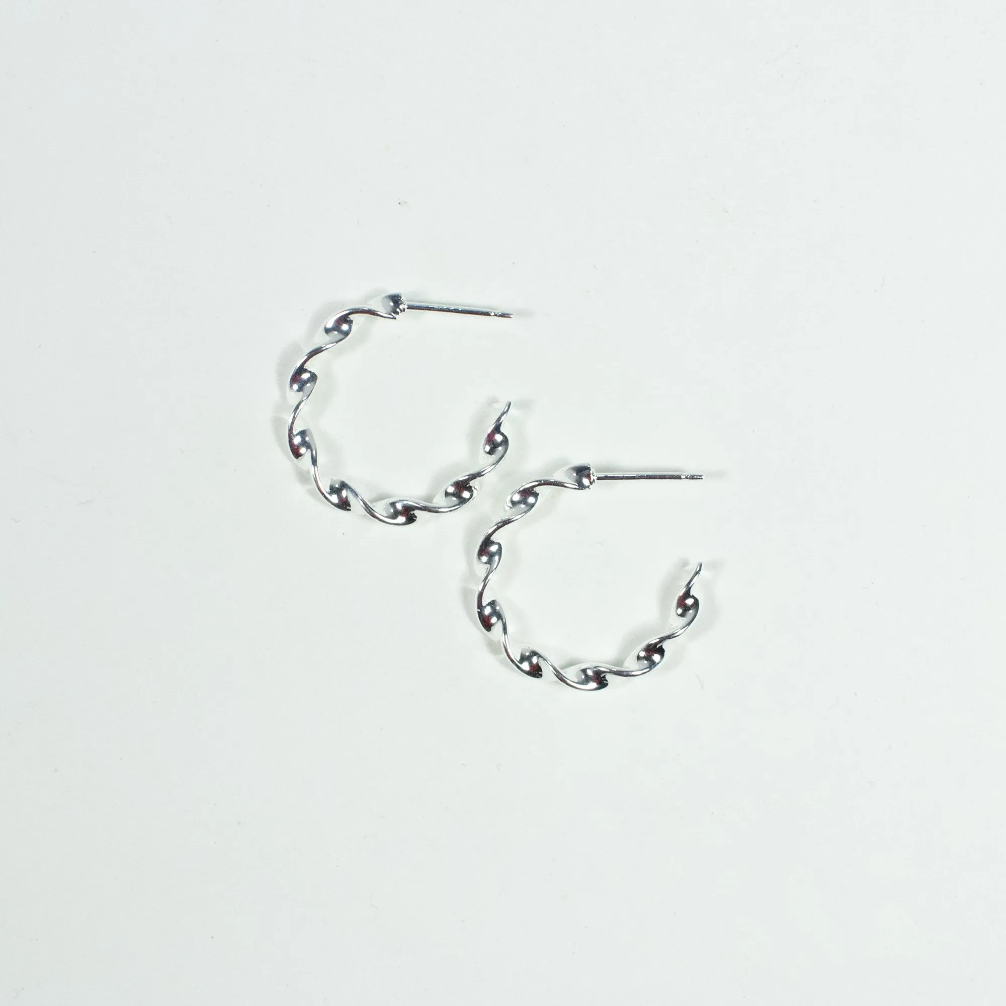 Twirled Small Silver Hoops sold by Silver Lotus