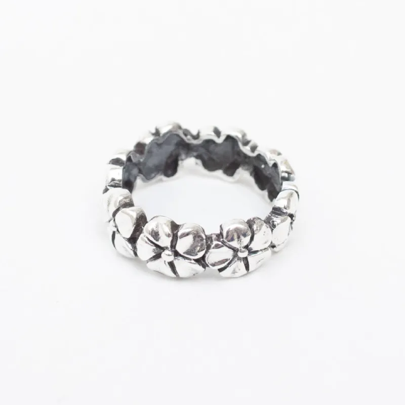 Oxidized Silver Stacked Flower Band sold by Silver Lotus