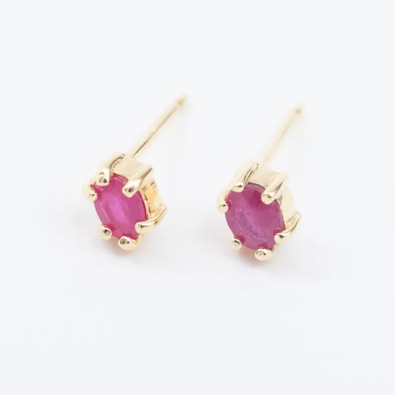 Gold Vermeil Oval Ruby Claw Shaped Studs sold by Silver Lotus