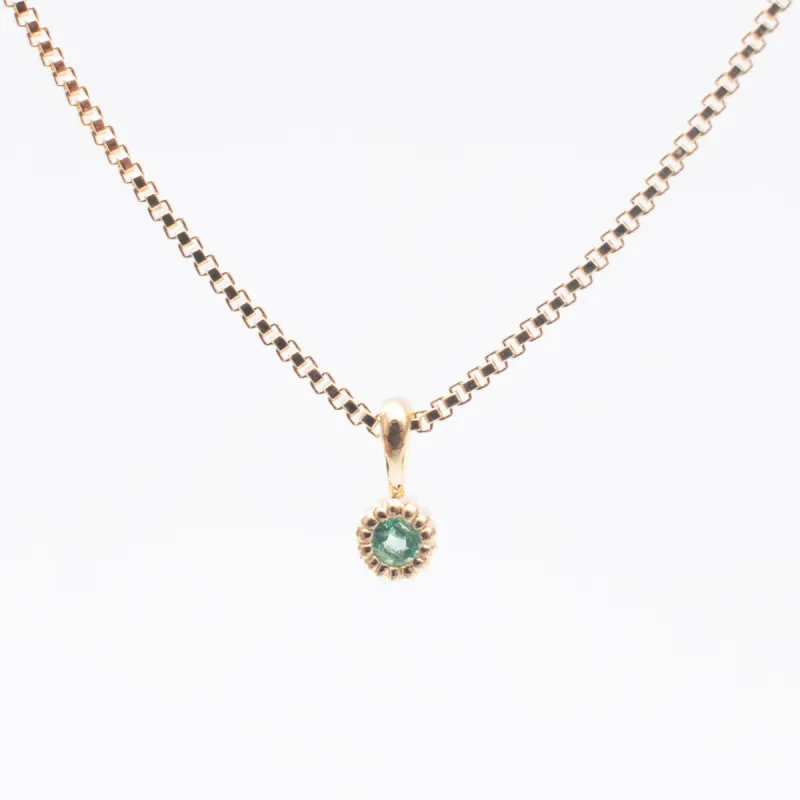 Gold Vermeil Tiny Milgrain Edge Emerald Necklace sold by Silver Lotus
